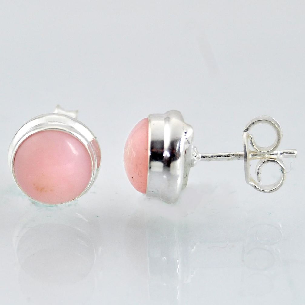 6.52cts natural pink opal 925 sterling silver stud earrings jewelry r1053