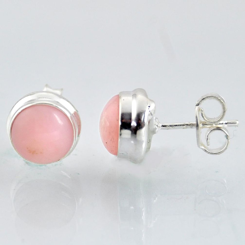 6.88cts natural pink opal 925 sterling silver stud earrings jewelry r1057