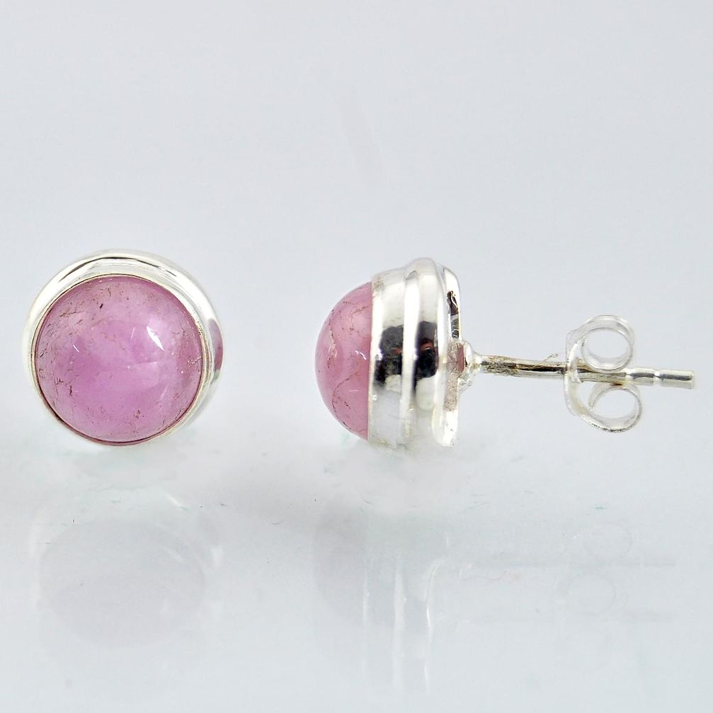 925 sterling silver 6.27cts natural pink kunzite stud earrings jewelry r1068