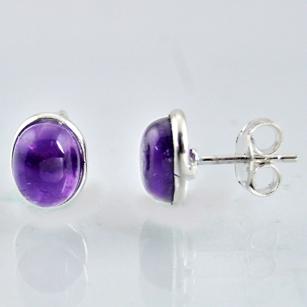 5.70cts natural purple amethyst 925 sterling silver stud earrings jewelry r1106