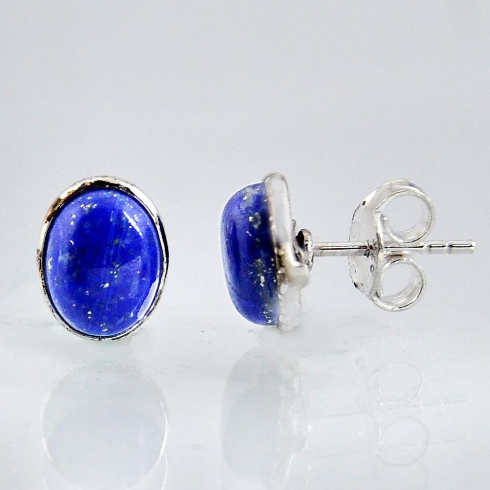 5.65cts natural blue lapis lazuli 925 sterling silver stud earrings r1142