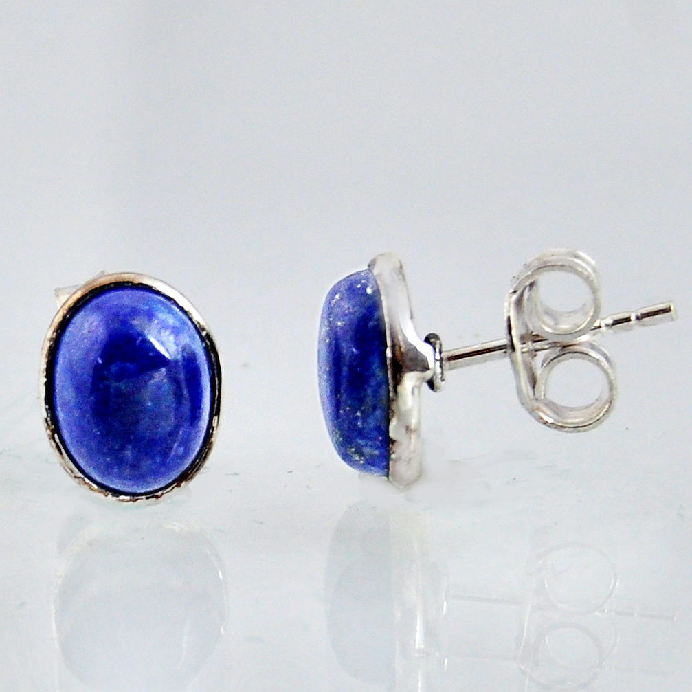 925 sterling silver 5.55cts natural blue lapis lazuli stud earrings r1144