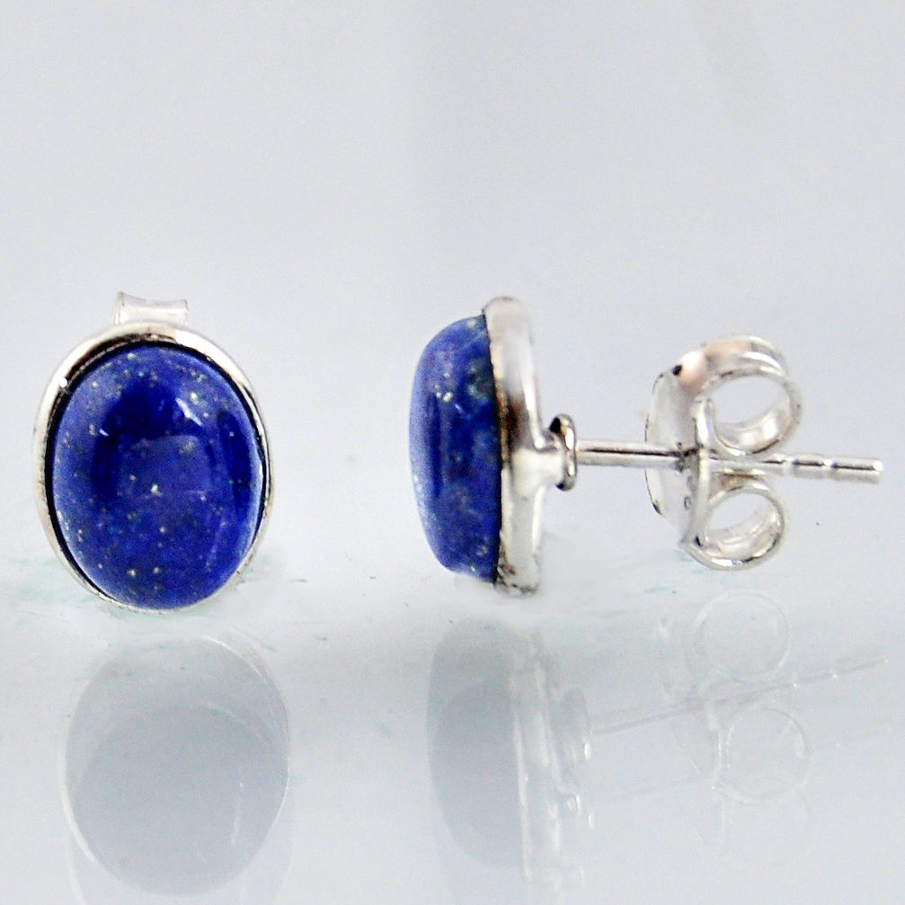 4.75cts natural blue lapis lazuli 925 sterling silver stud earrings r1149