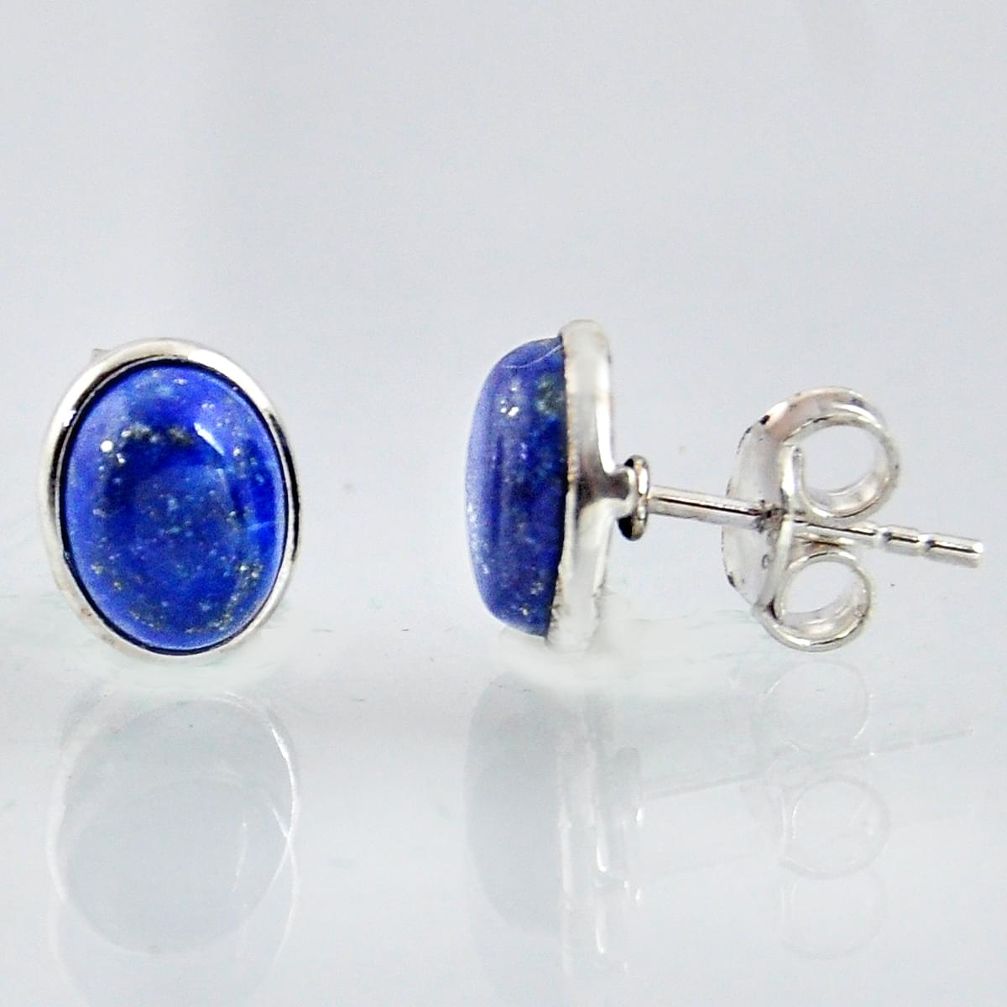 925 sterling silver 5.54cts natural blue lapis lazuli stud earrings r1157