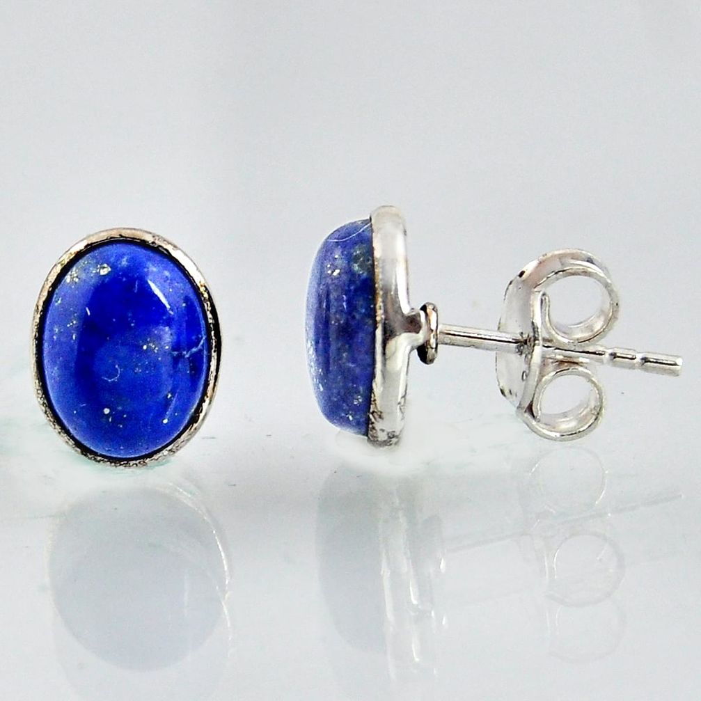 5.98cts natural blue lapis lazuli 925 sterling silver stud earrings r1158