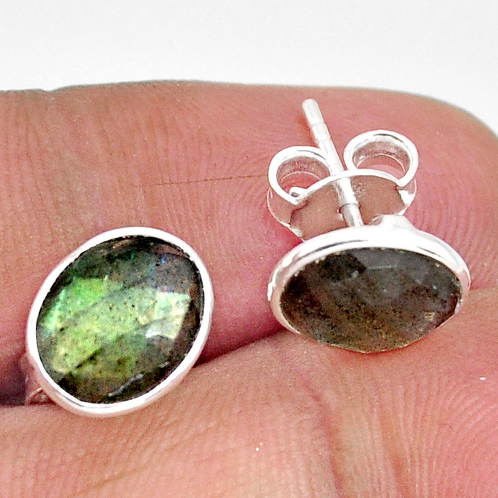 925 sterling silver 5.53cts natural blue labradorite stud earrings jewelry r1164