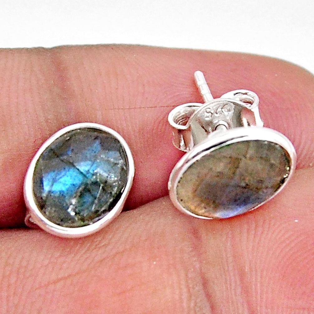 5.72cts natural blue labradorite 925 sterling silver stud earrings jewelry r1165