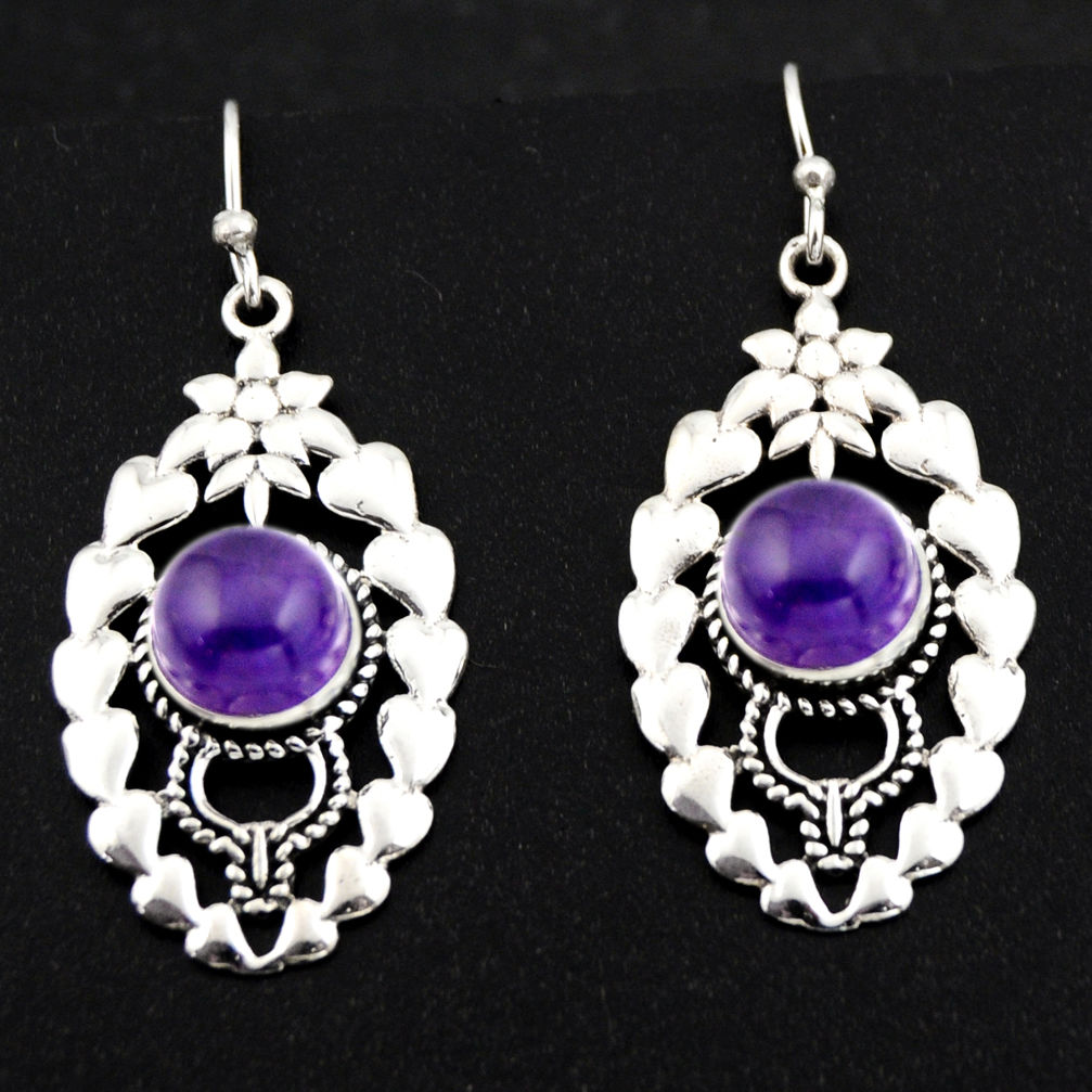 6.20cts natural purple amethyst 925 sterling silver dangle earrings r1821