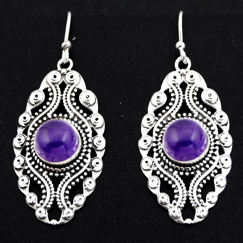 6.89cts natural purple amethyst 925 sterling silver dangle earrings r1862