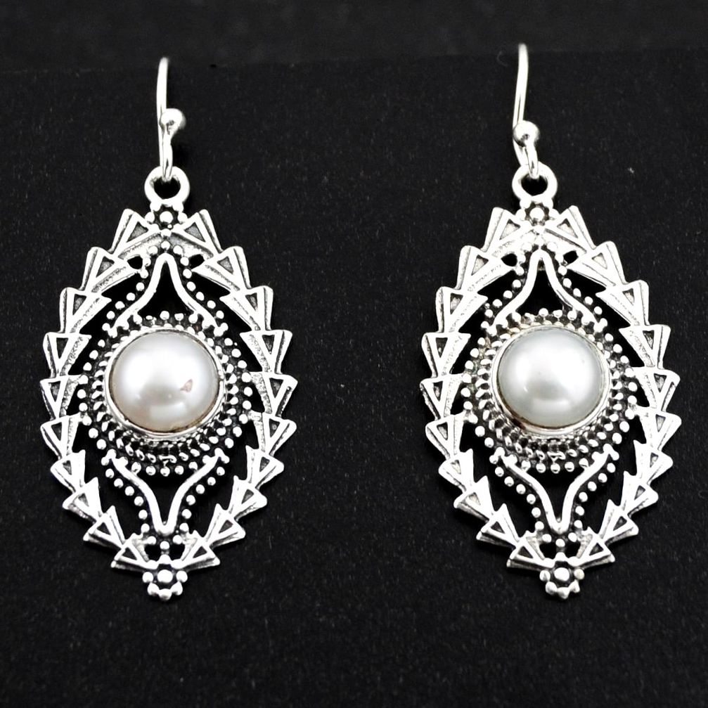 925 sterling silver 6.32cts natural white pearl dangle earrings jewelry r1884