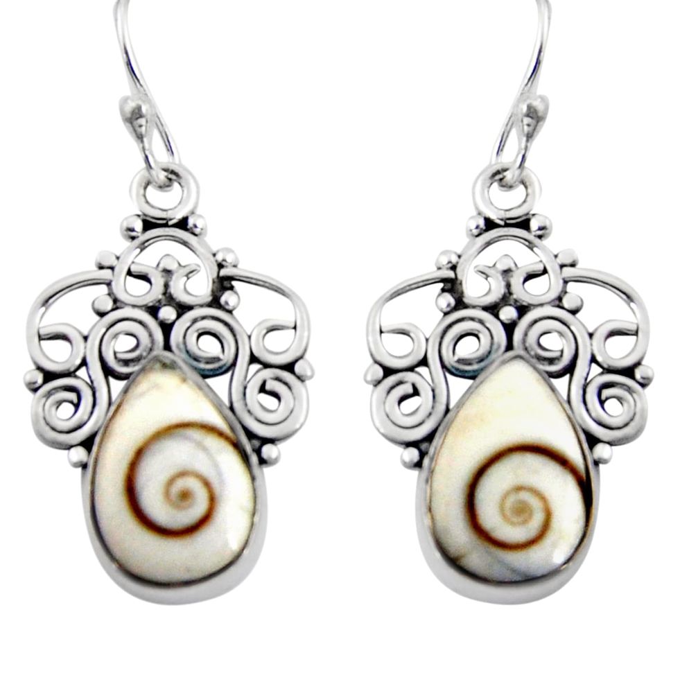 8.05cts natural white shiva eye 925 sterling silver dangle earrings r4606