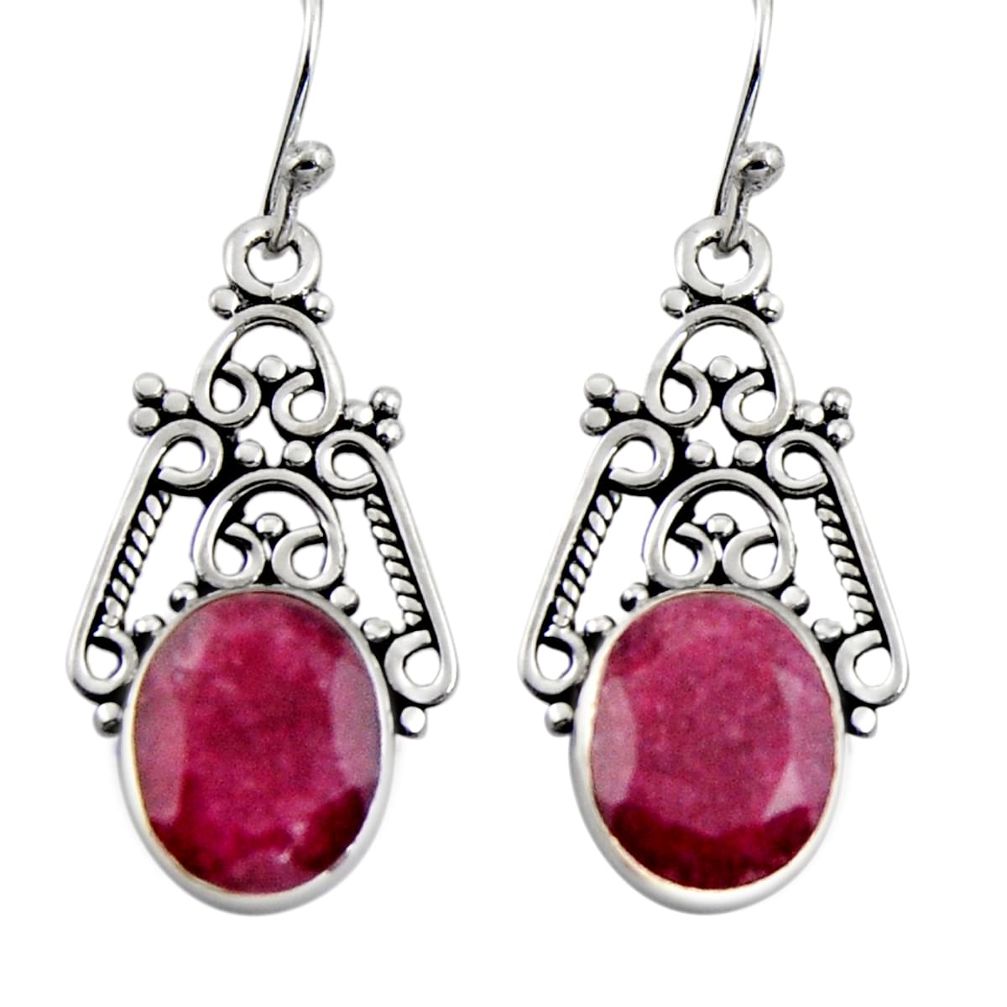 7.82cts natural red ruby 925 sterling silver dangle earrings jewelry r4609