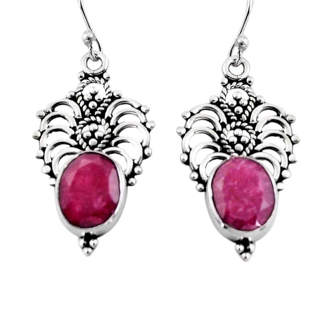 925 sterling silver 8.44cts natural red ruby dangle earrings jewelry r4630