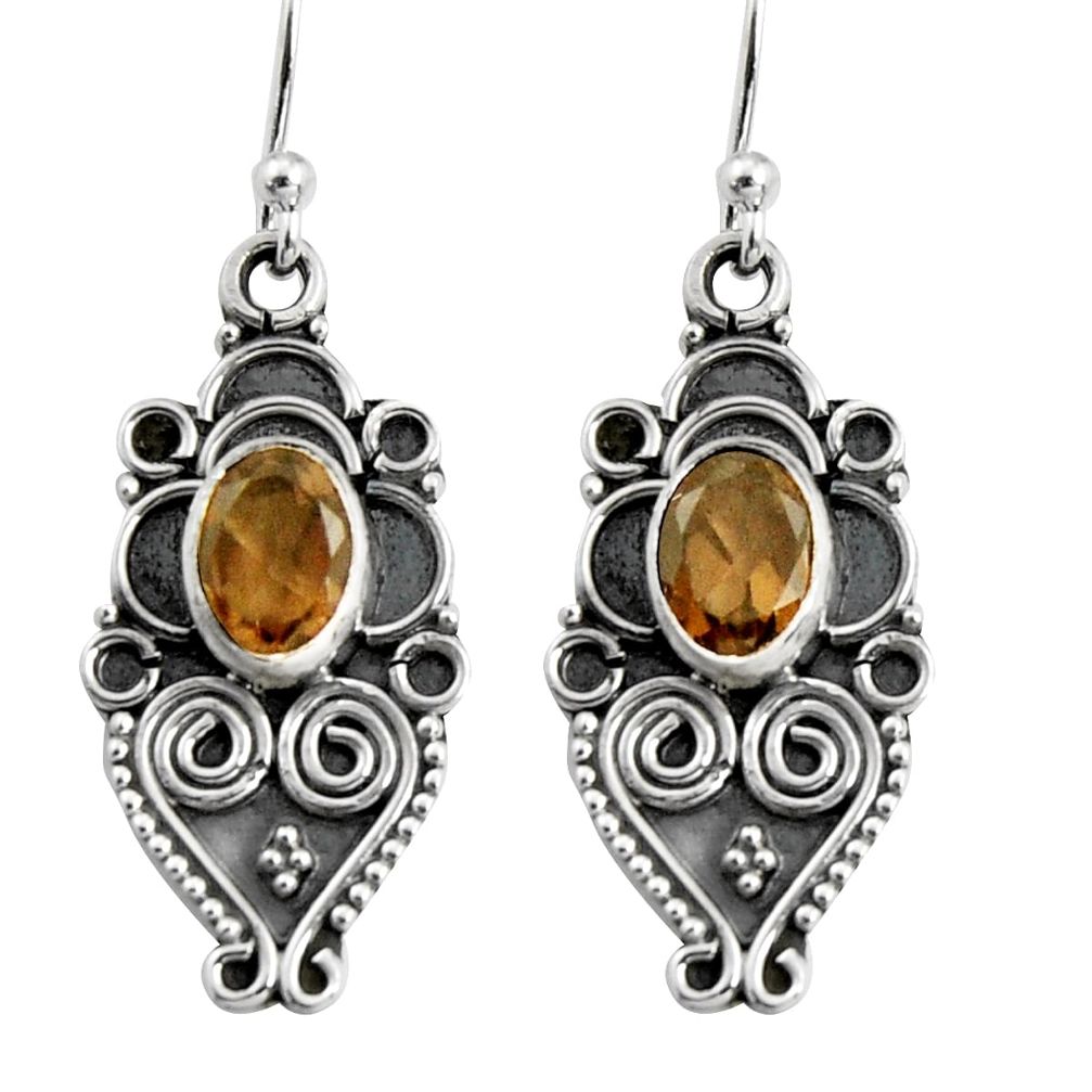 925 sterling silver 3.13cts brown smoky topaz dangle earrings jewelry r5024