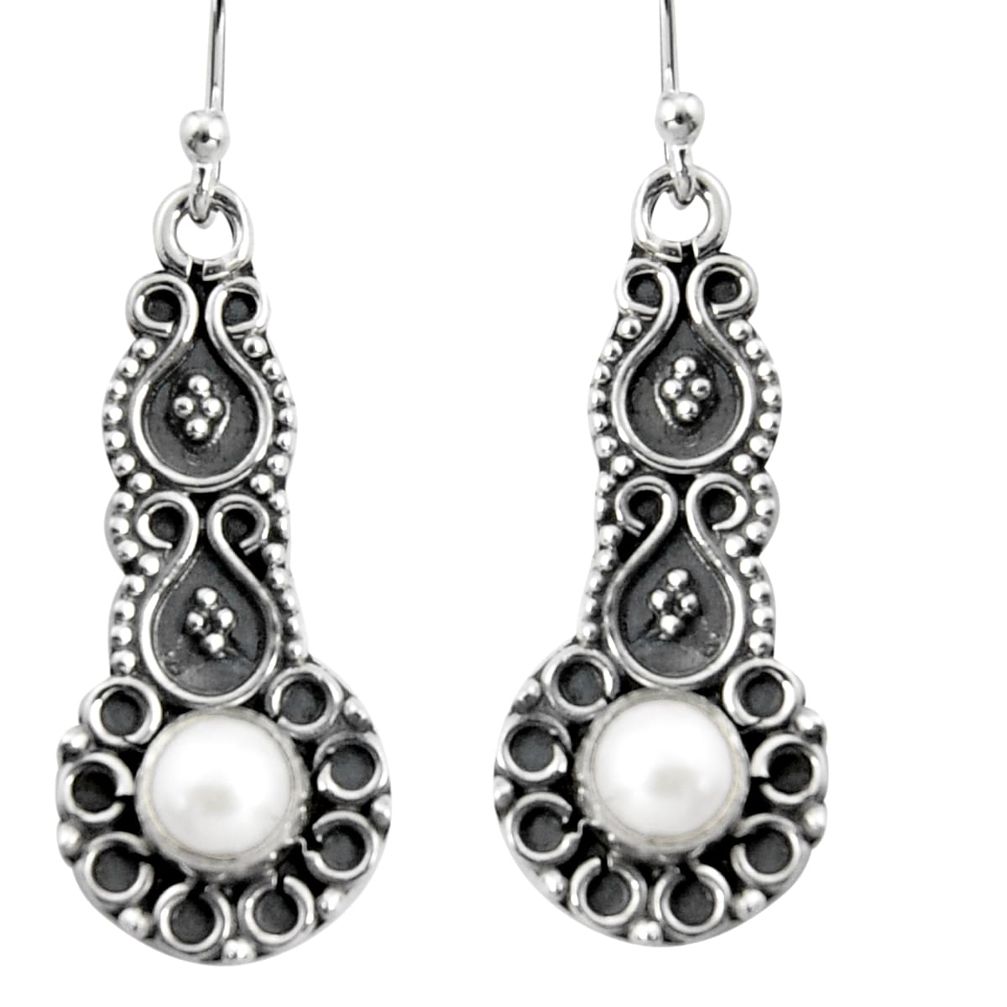 2.09cts natural white pearl 925 sterling silver dangle earrings jewelry r5025