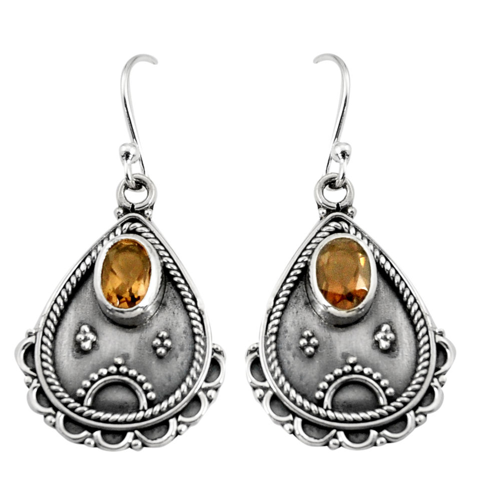 3.19cts brown smoky topaz 925 sterling silver dangle earrings jewelry r5039