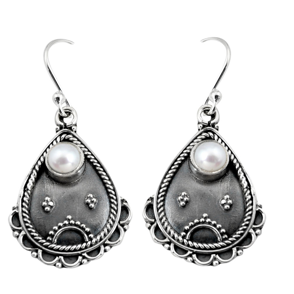 925 sterling silver 1.61cts natural white pearl dangle earrings jewelry r5040