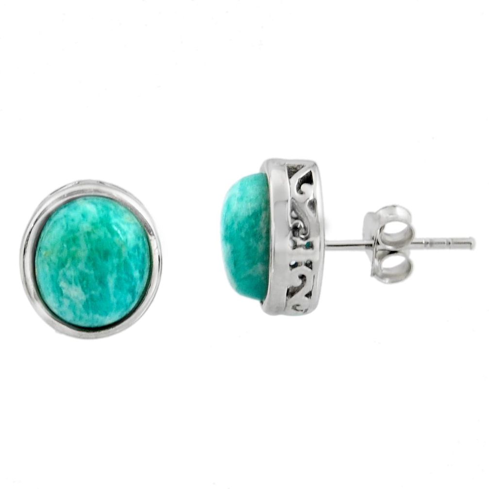 925 silver 5.22cts natural green amazonite (hope stone) stud earrings r5427