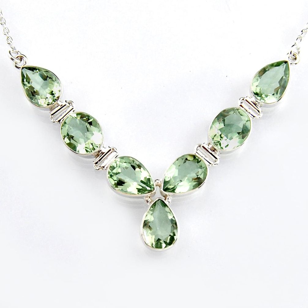 39.67cts natural green amethyst 925 sterling silver necklace jewelry r4962