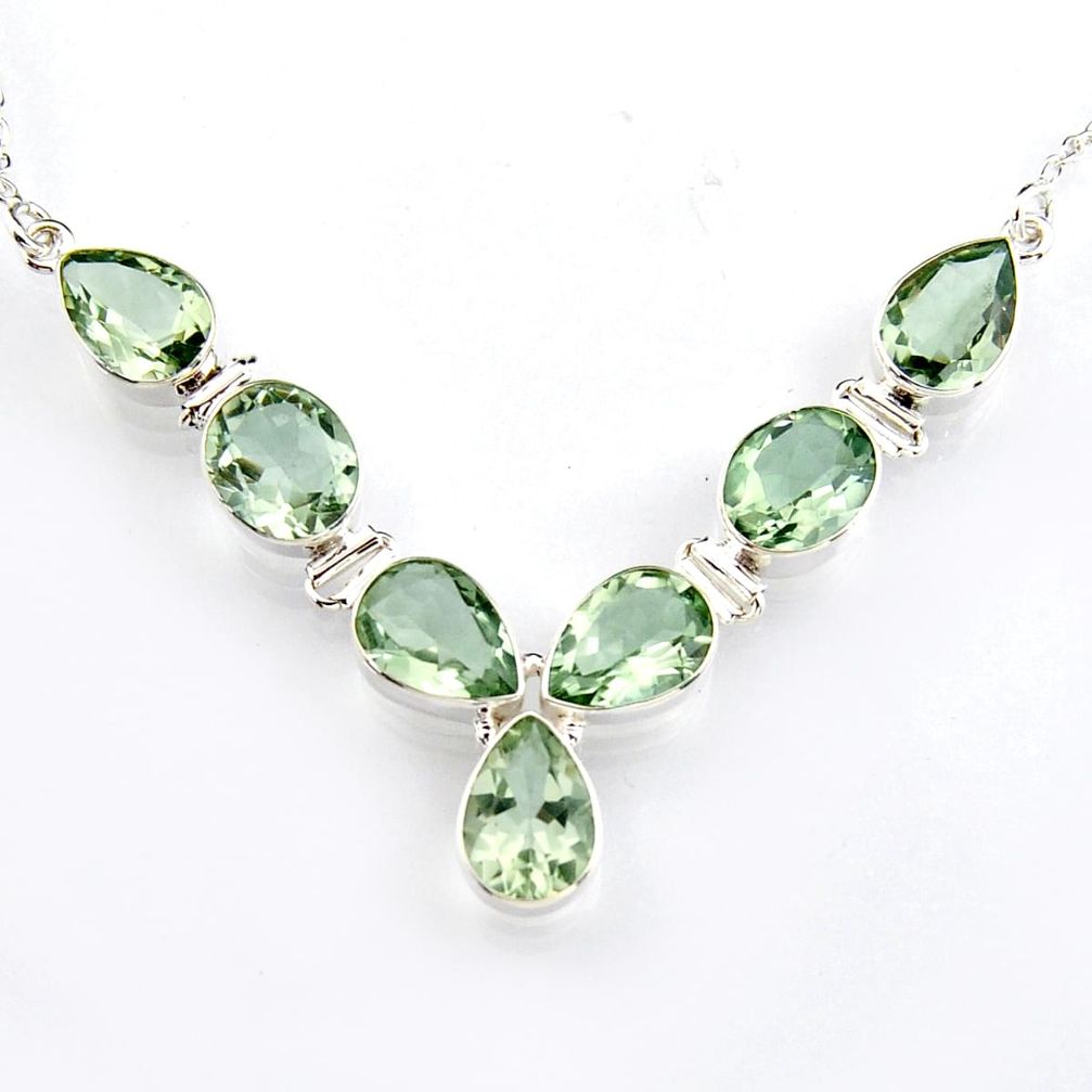 925 sterling silver 39.36cts natural green amethyst oval necklace jewelry r4963