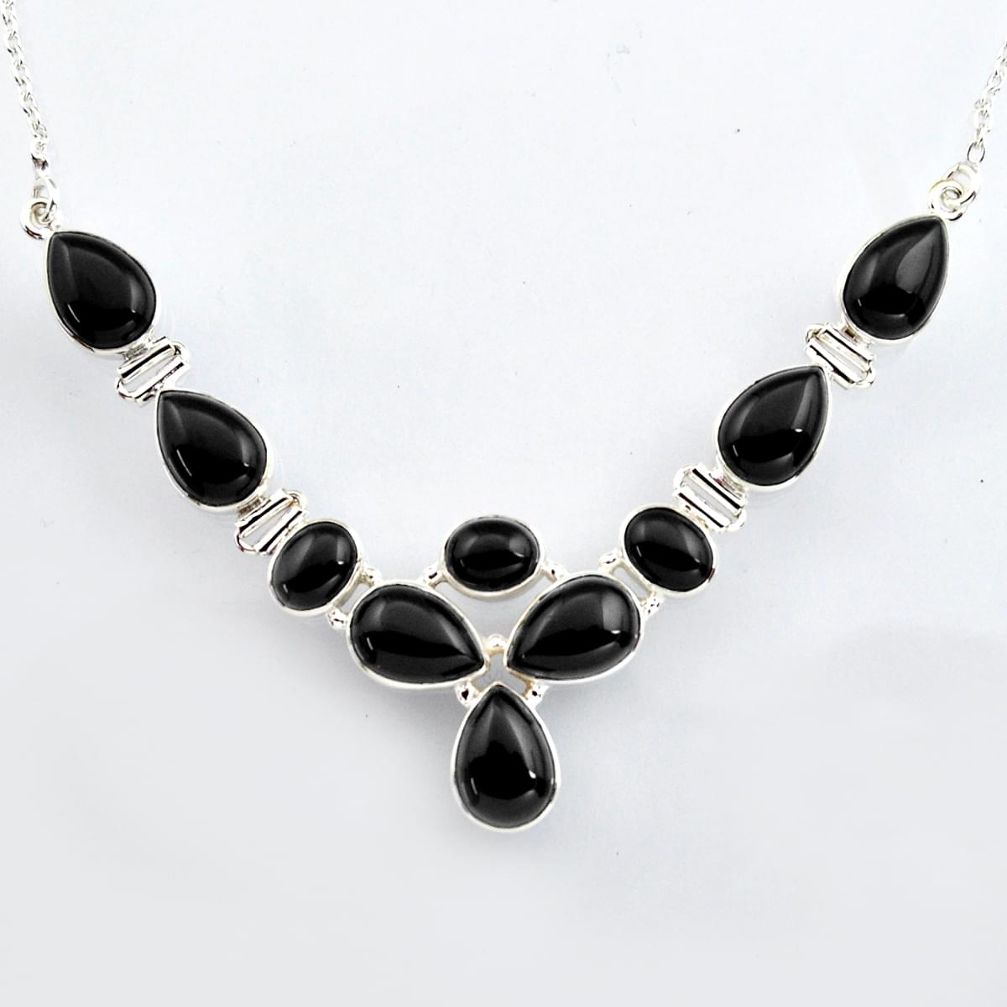 44.07cts natural black onyx 925 sterling silver necklace jewelry r4981