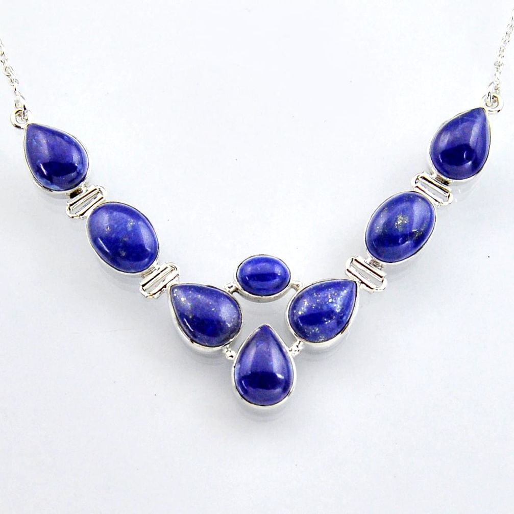 52.15cts natural blue lapis lazuli 925 sterling silver necklace jewelry r4985