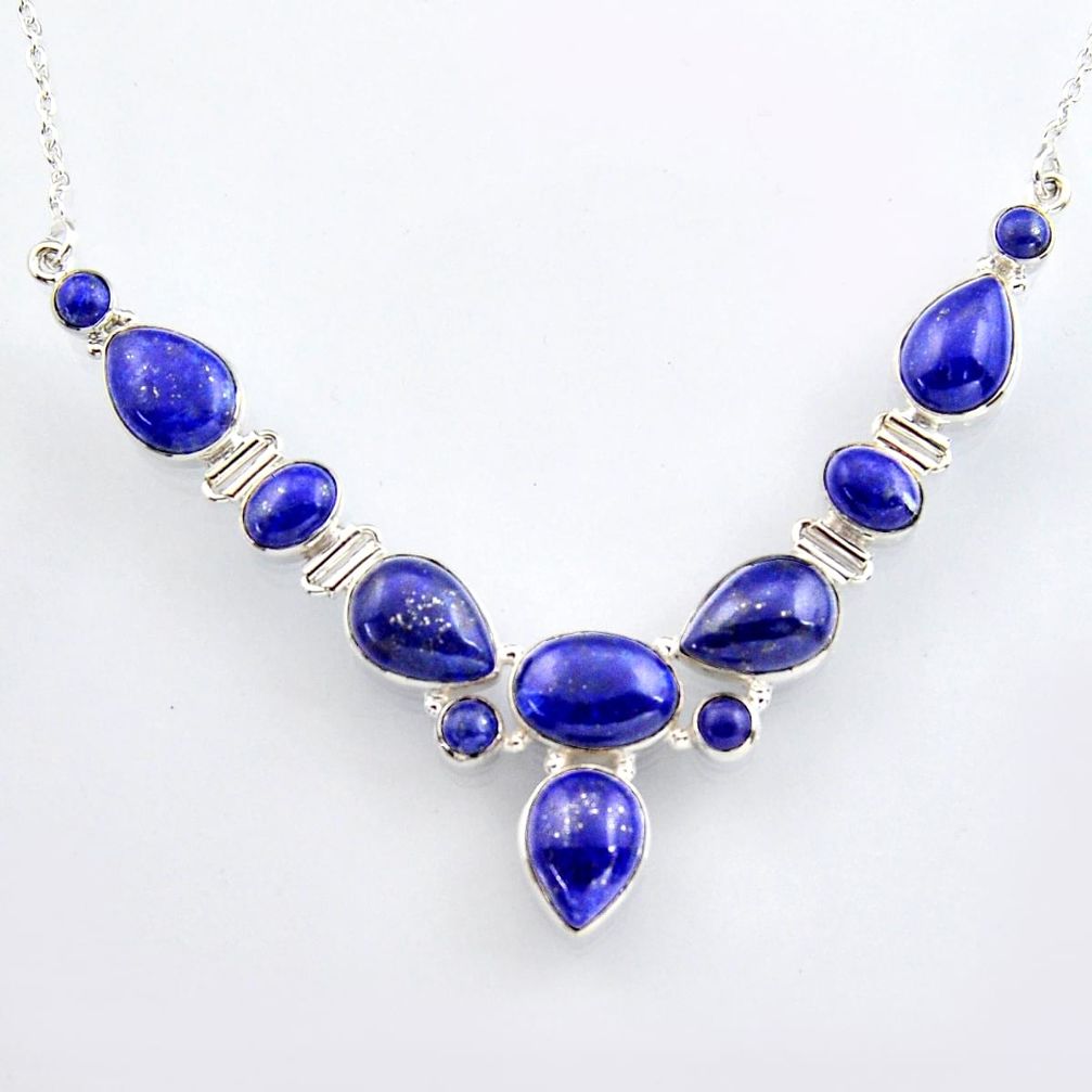 925 sterling silver 51.70cts natural blue lapis lazuli necklace jewelry r4986