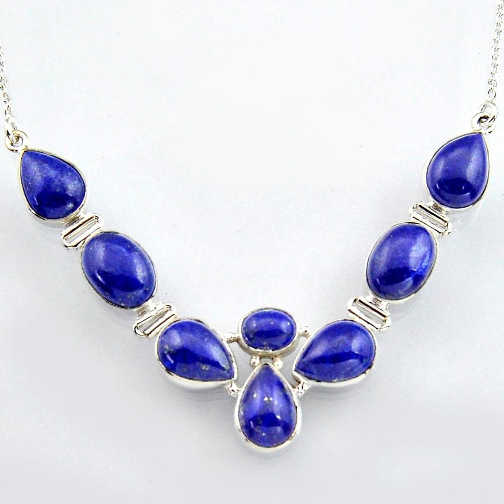 43.58cts natural blue lapis lazuli 925 sterling silver necklace jewelry r4988