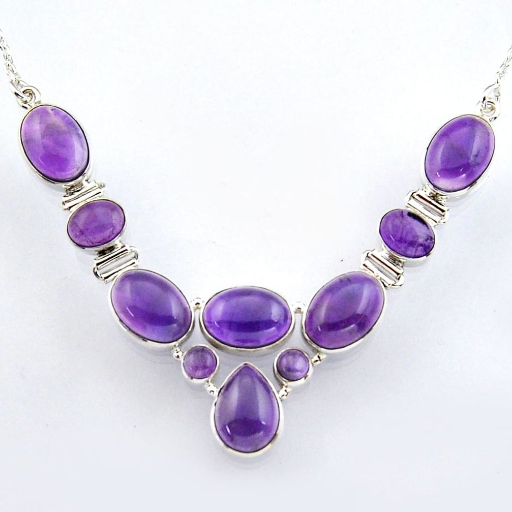 36.87cts natural purple amethyst 925 sterling silver necklace jewelry r4989