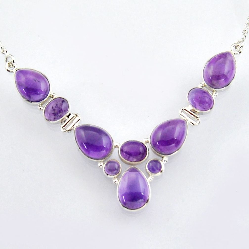 925 sterling silver 32.74cts natural purple amethyst necklace jewelry r4990