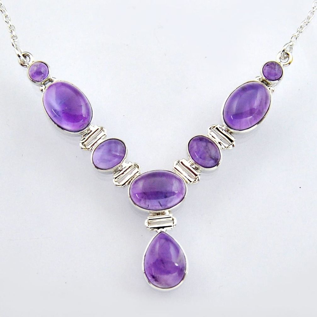 30.07cts natural purple amethyst 925 sterling silver necklace jewelry r4991