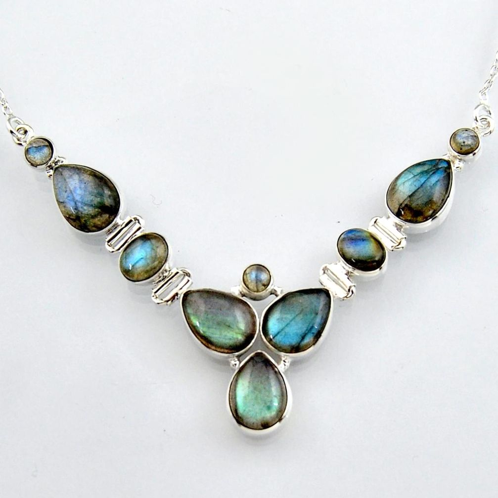 33.12cts natural blue labradorite 925 sterling silver necklace jewelry r4995