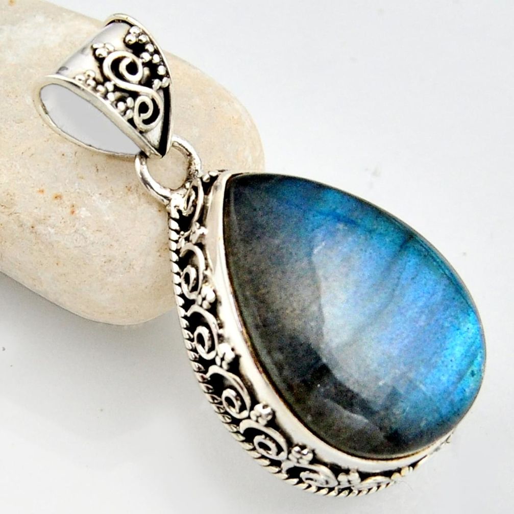 29.73cts natural blue labradorite 925 sterling silver pendant jewelry r1197