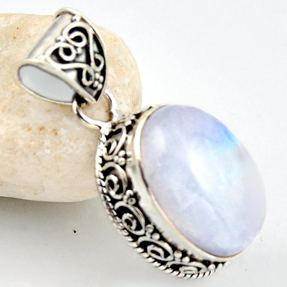 13.45cts natural rainbow moonstone 925 sterling silver pendant jewelry r1245