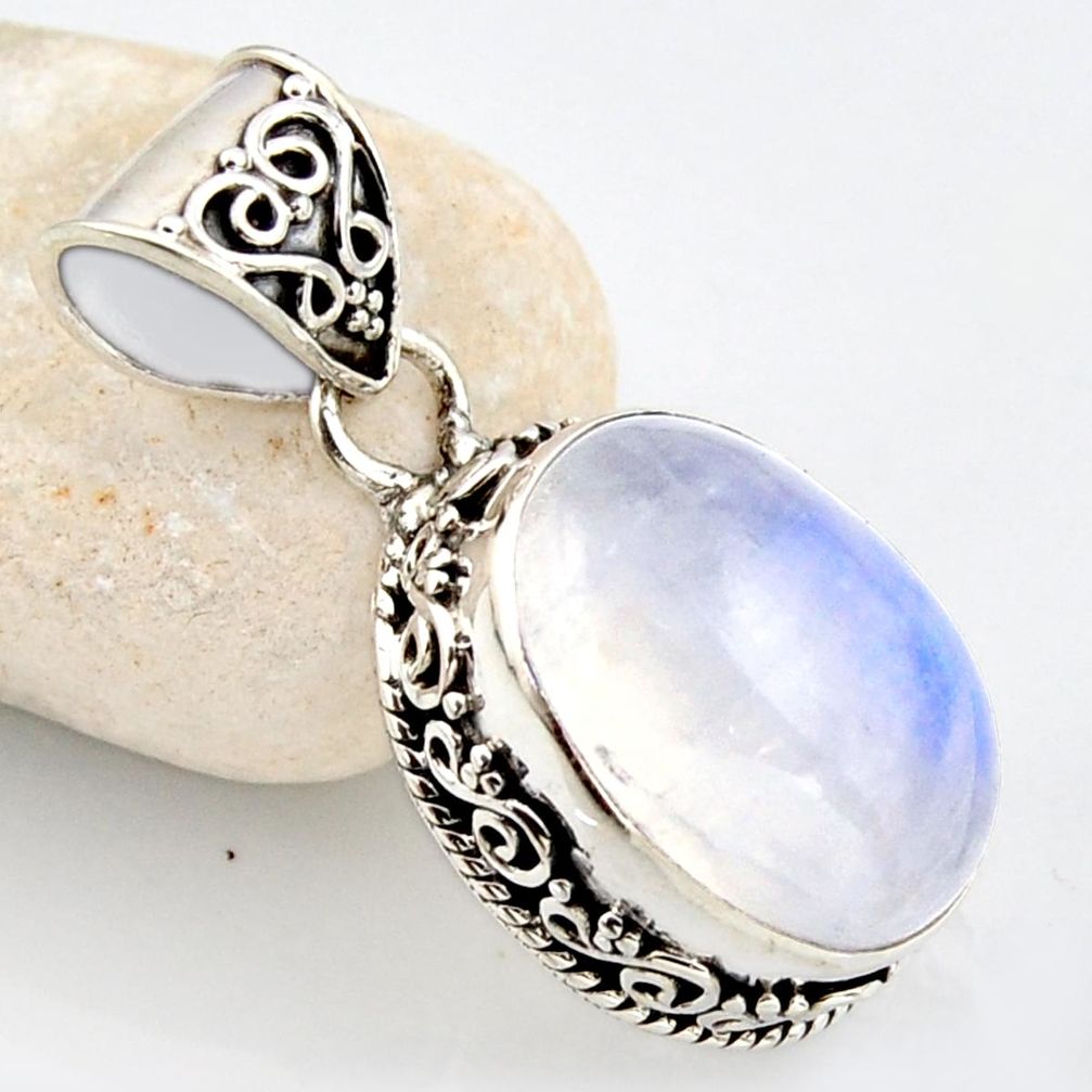 14.20cts natural rainbow moonstone 925 sterling silver pendant jewelry r1253