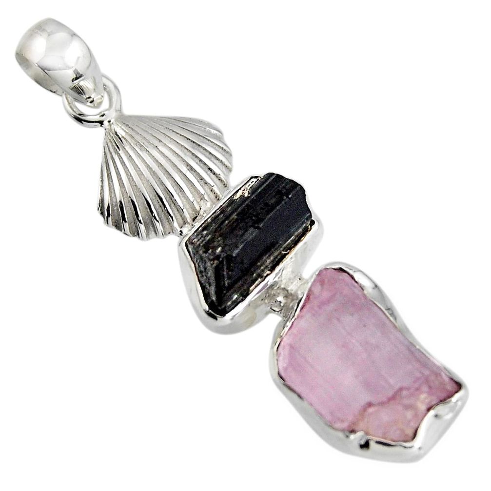 12.07cts natural pink kunzite rough tourmaline rough 925 silver pendant r1666