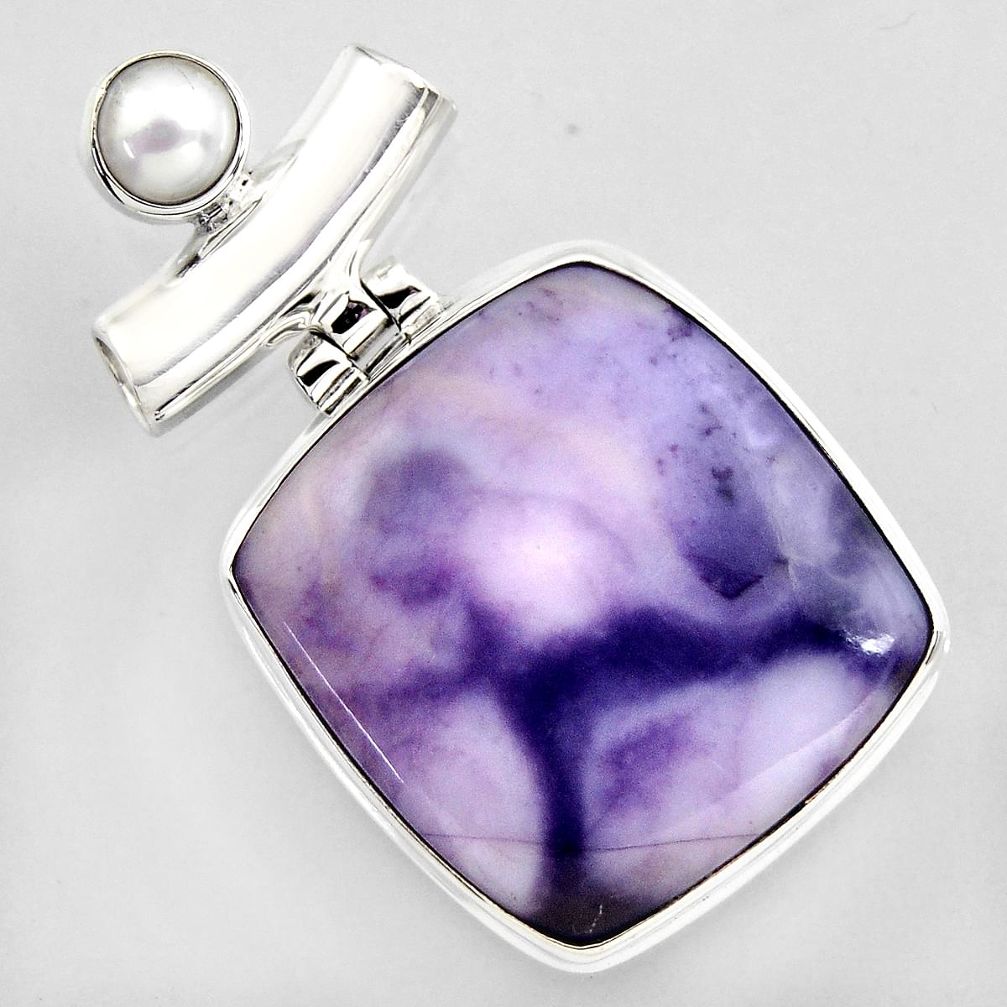 15.55cts natural purple tiffany stone pearl 925 sterling silver pendant r2234