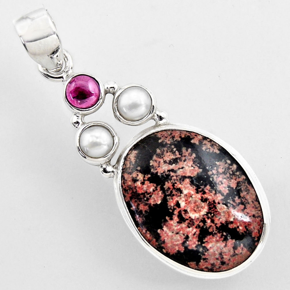 16.54cts natural pink firework obsidian garnet 925 sterling silver pendant r2291