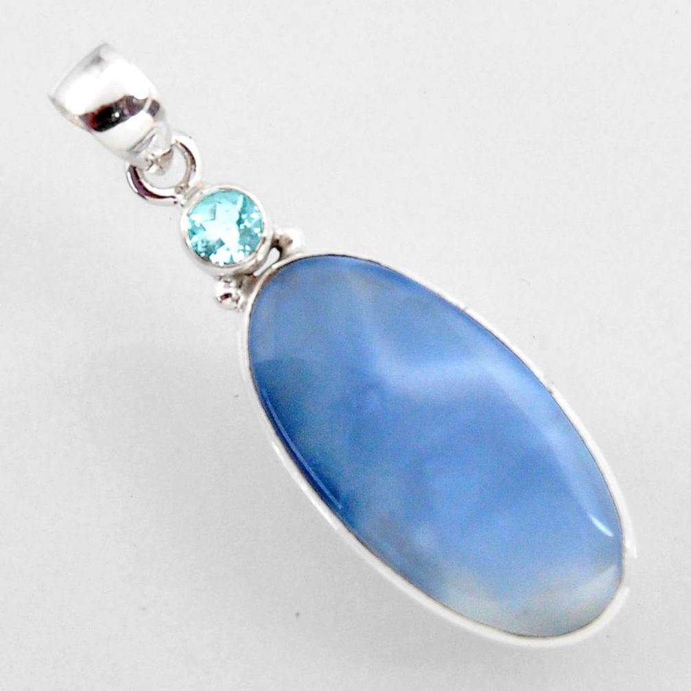 15.65cts natural blue owyhee opal topaz 925 sterling silver pendant r2398