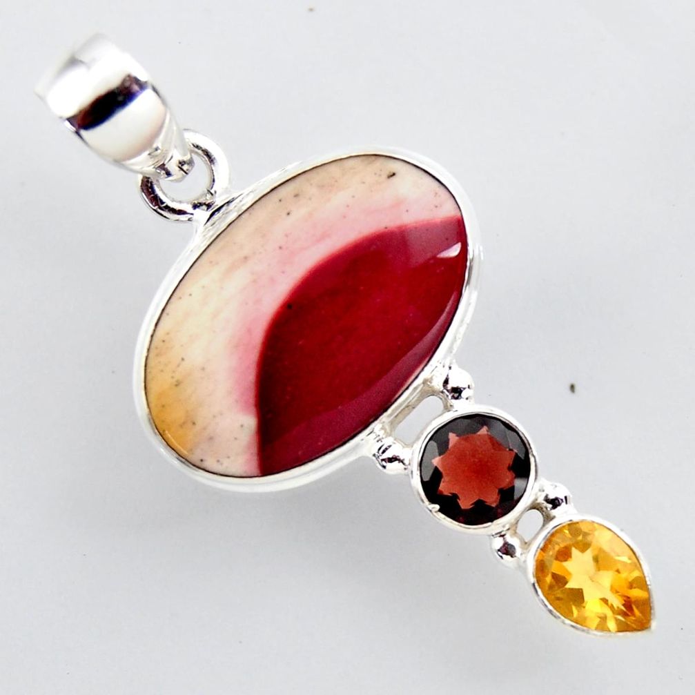 14.23cts natural brown mookaite garnet 925 sterling silver pendant jewelry r2409