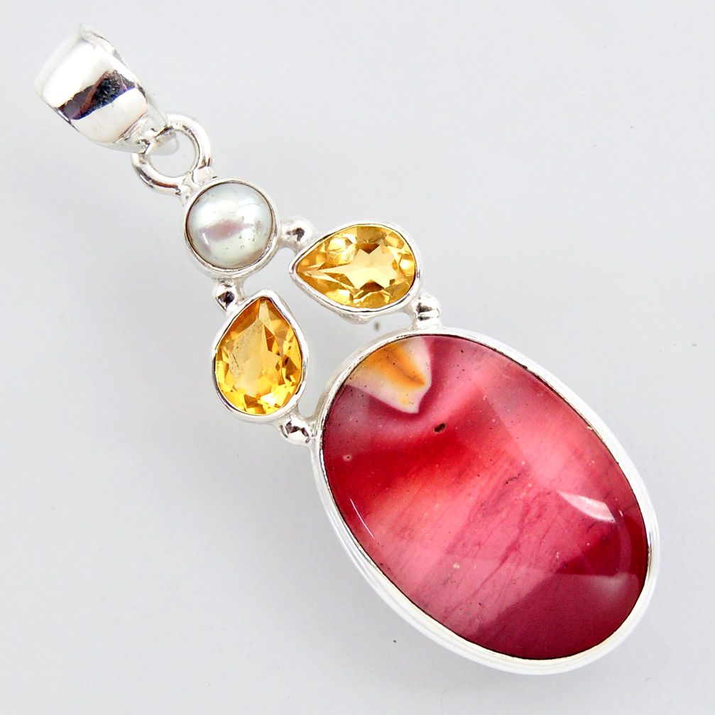 17.22cts natural brown mookaite citrine 925 sterling silver pendant r2415
