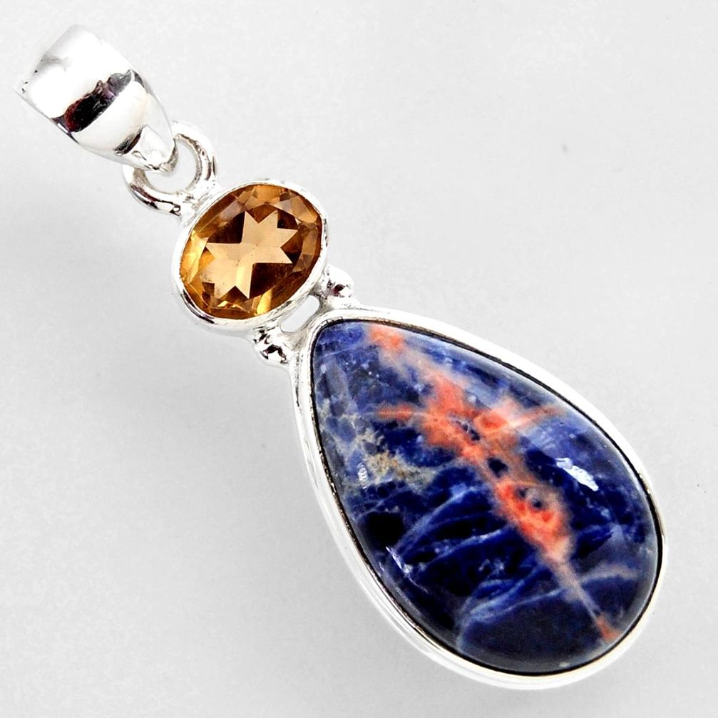 14.45cts natural orange sodalite alexandrite (lab) 925 silver pendant r2419