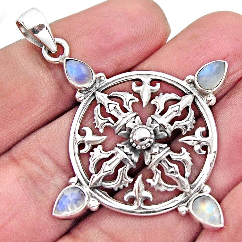 925 sterling silver 4.56cts natural rainbow moonstone pendant jewelry r2512