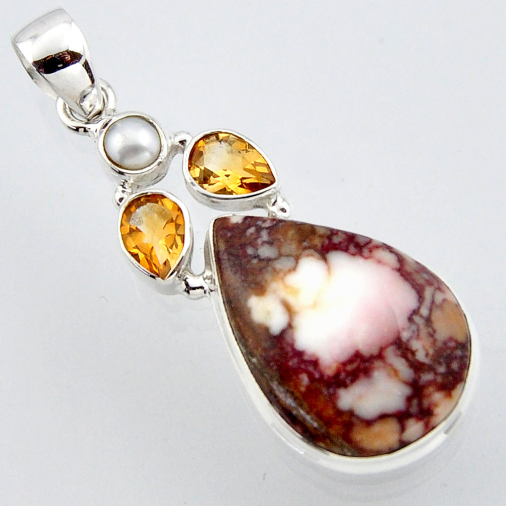 19.23cts natural bronze wild horse magnesite citrine 925 silver pendant r2948