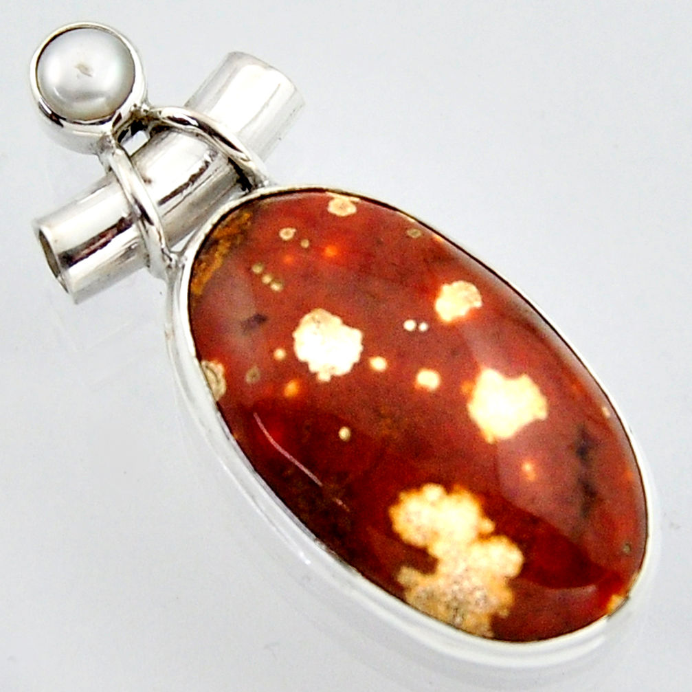 20.65cts natural multi color ocean sea jasper (madagascar) silver pendant r2963