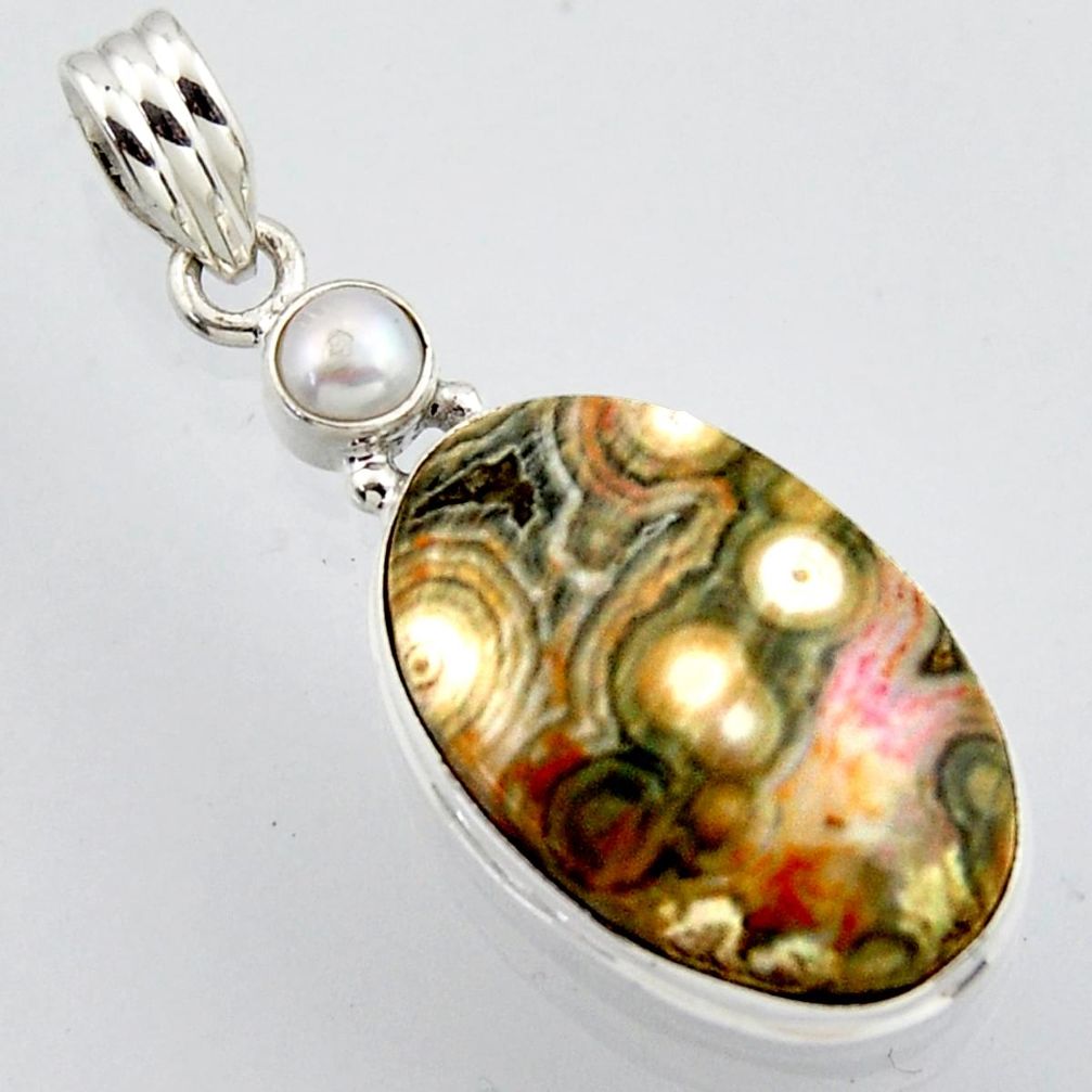 18.15cts natural multi color ocean sea jasper (madagascar) silver pendant r2971