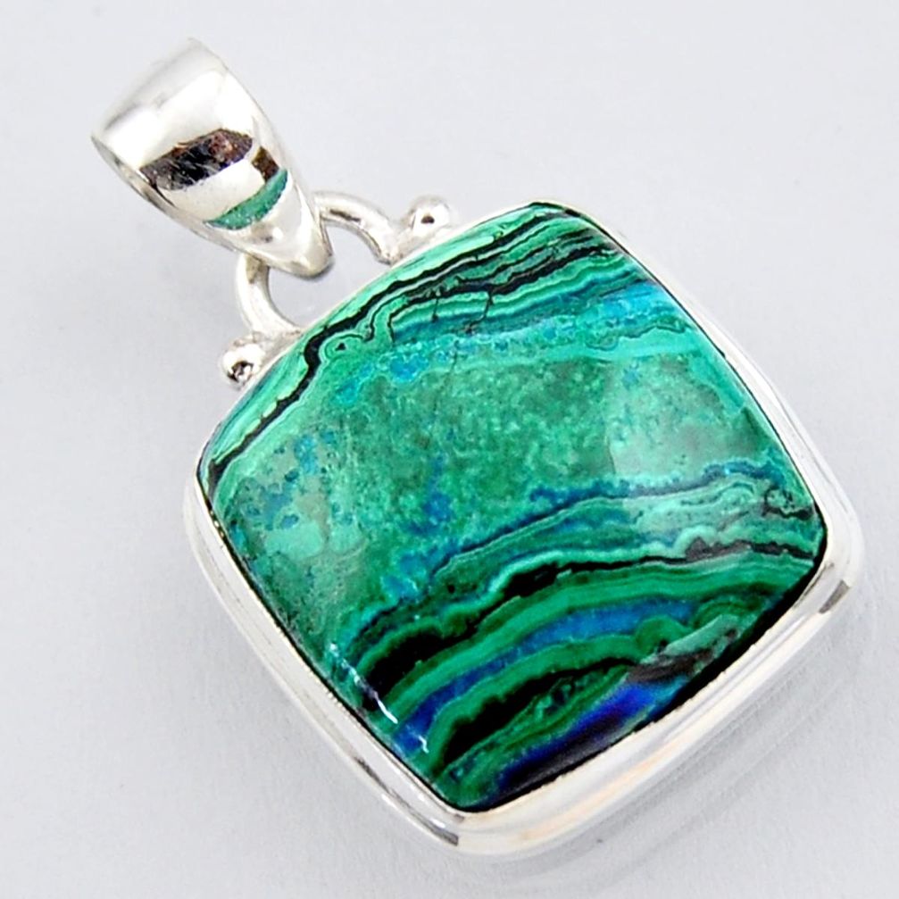 15.55cts natural green azurite malachite 925 silver pendant jewelry r3381