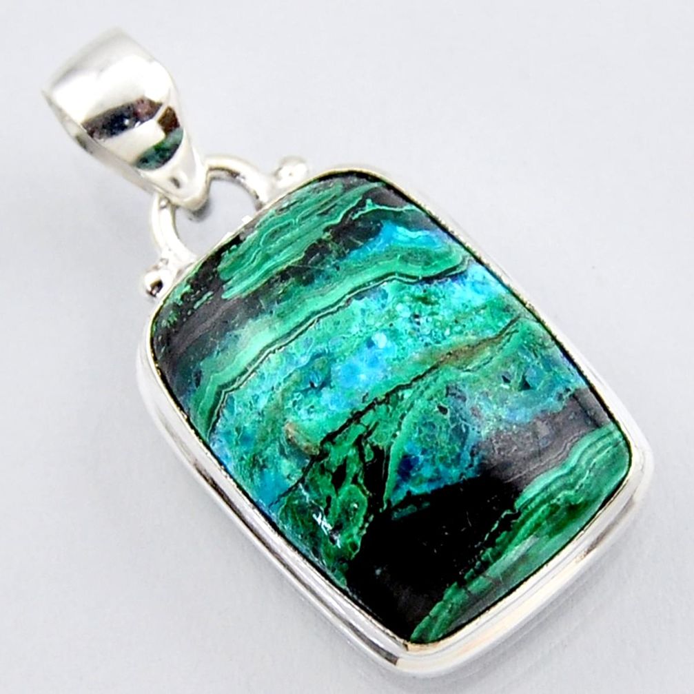 925 sterling silver 15.96cts natural green azurite malachite pendant r3386