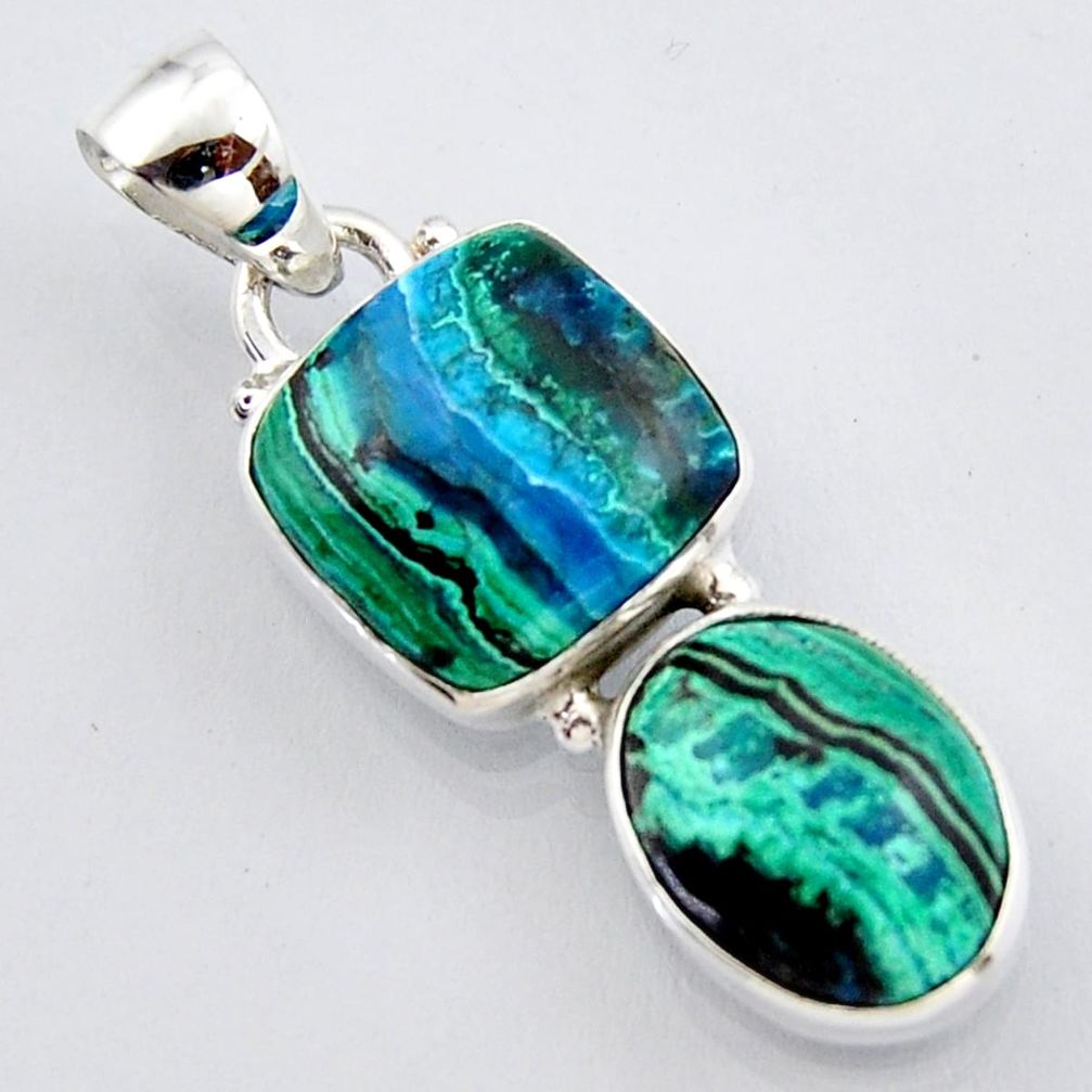 11.57cts natural green azurite malachite 925 sterling silver pendant r3421