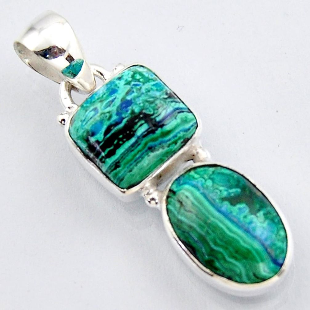 10.78cts natural green azurite malachite 925 sterling silver pendant r3425